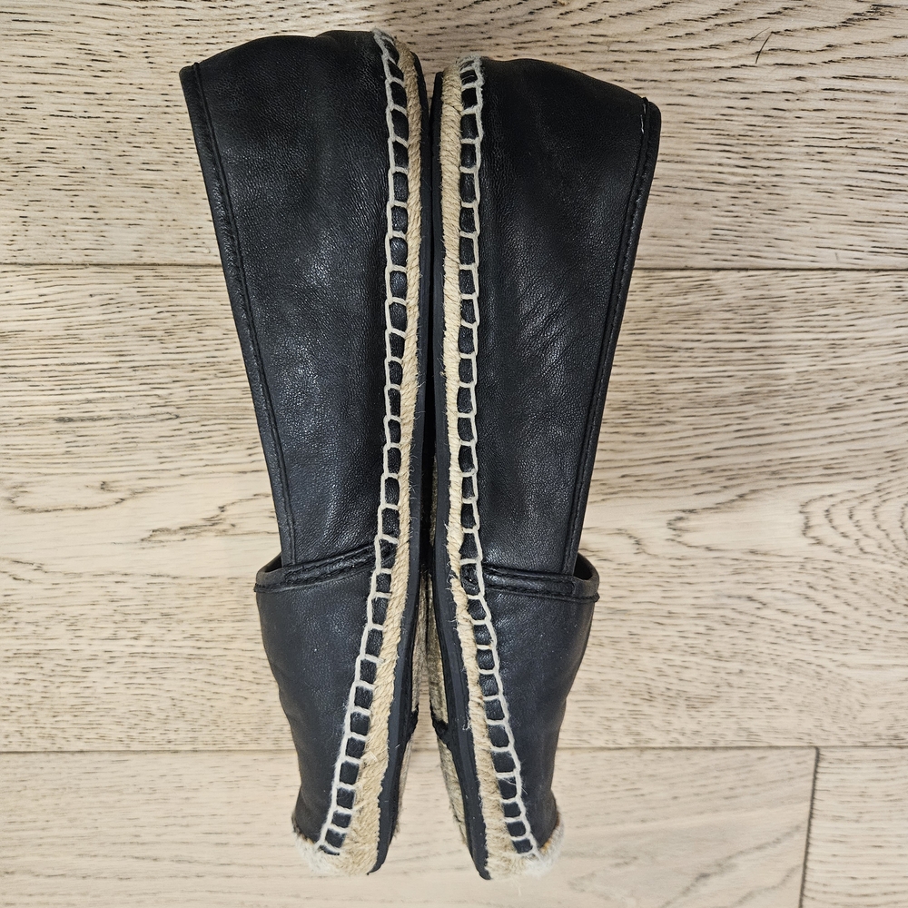 Coach Rhodelle Espadrilles Black Leather Size 7 - Picture 4 of 9